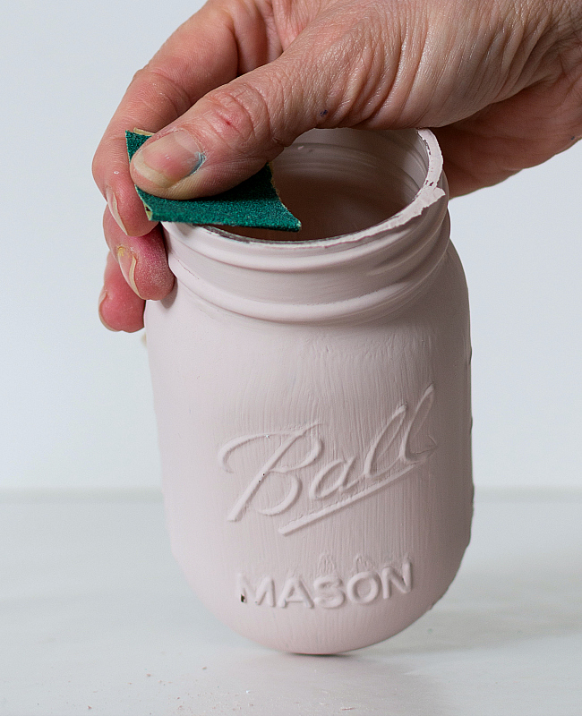 Rustic Distressed Beige Chalk Paint 16oz Glass Ball Mason Jars 