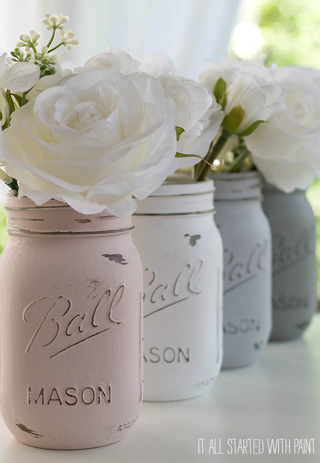 How to Paint and Distress Mason jars