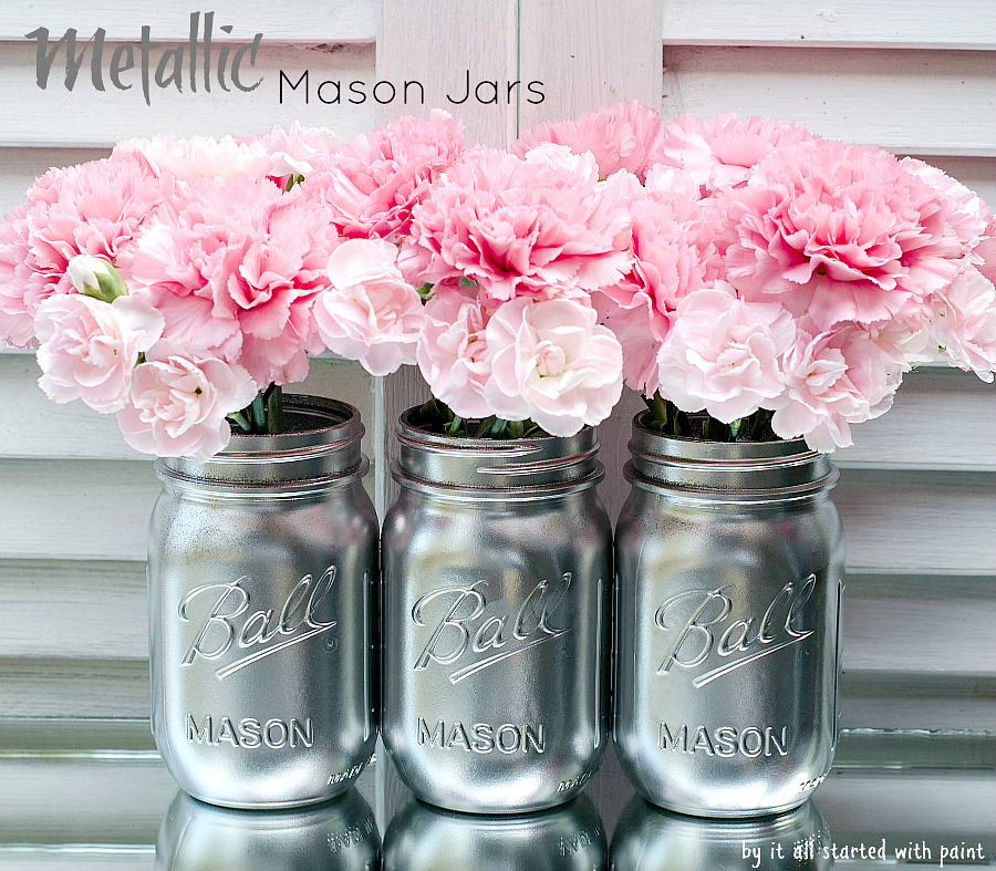 Spray Painted Mason Jars