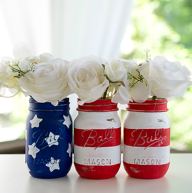 Red White Blue Mason Jar Flags