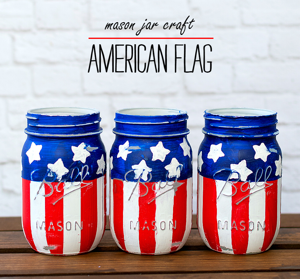 Mason Jar Craft Ideas: Red, White, Blue American Flag Mason Jar