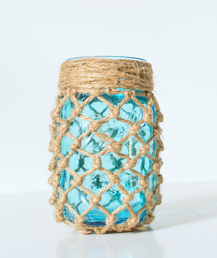 Fishnet Wrapped Mason Jar Craft - It All Started With Paint