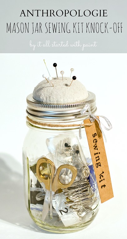 Anthropologie Sewing kit in Mason jar
