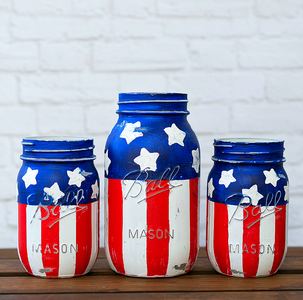 American Flag Mason Jars