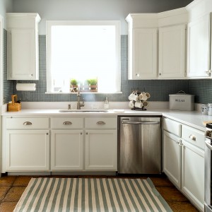 White Kitchen Blue Tile