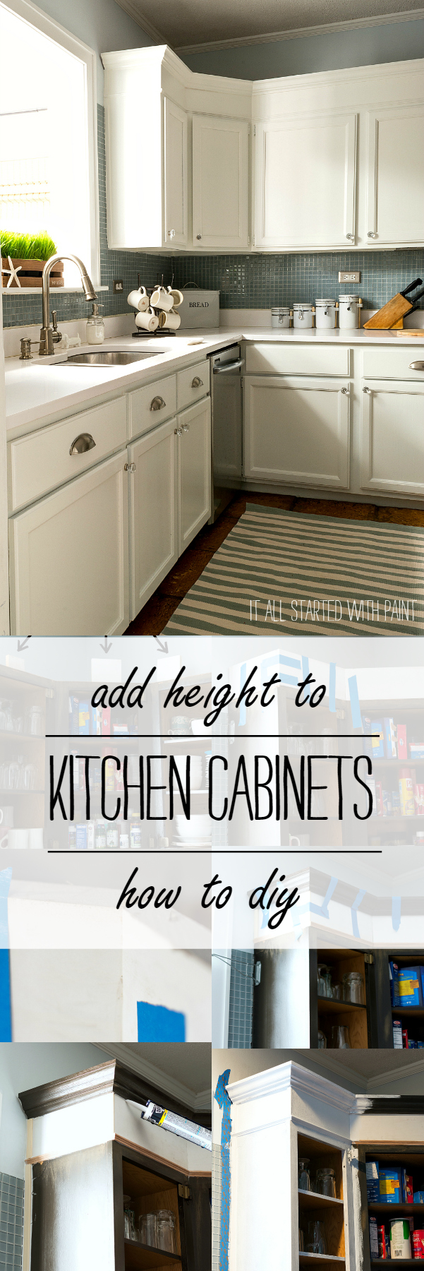 Easy Way to Add Height To Tops of Kitchen Cabinets Without Power Tools