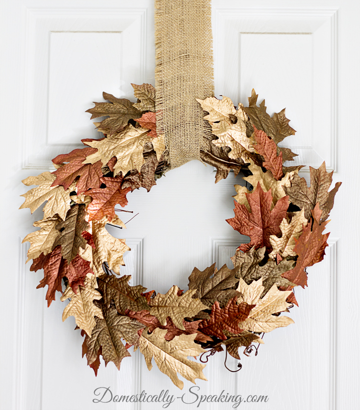Painted Leaf Wreath @Domestically Speaking