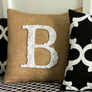 Button Monogram Letter Pillow