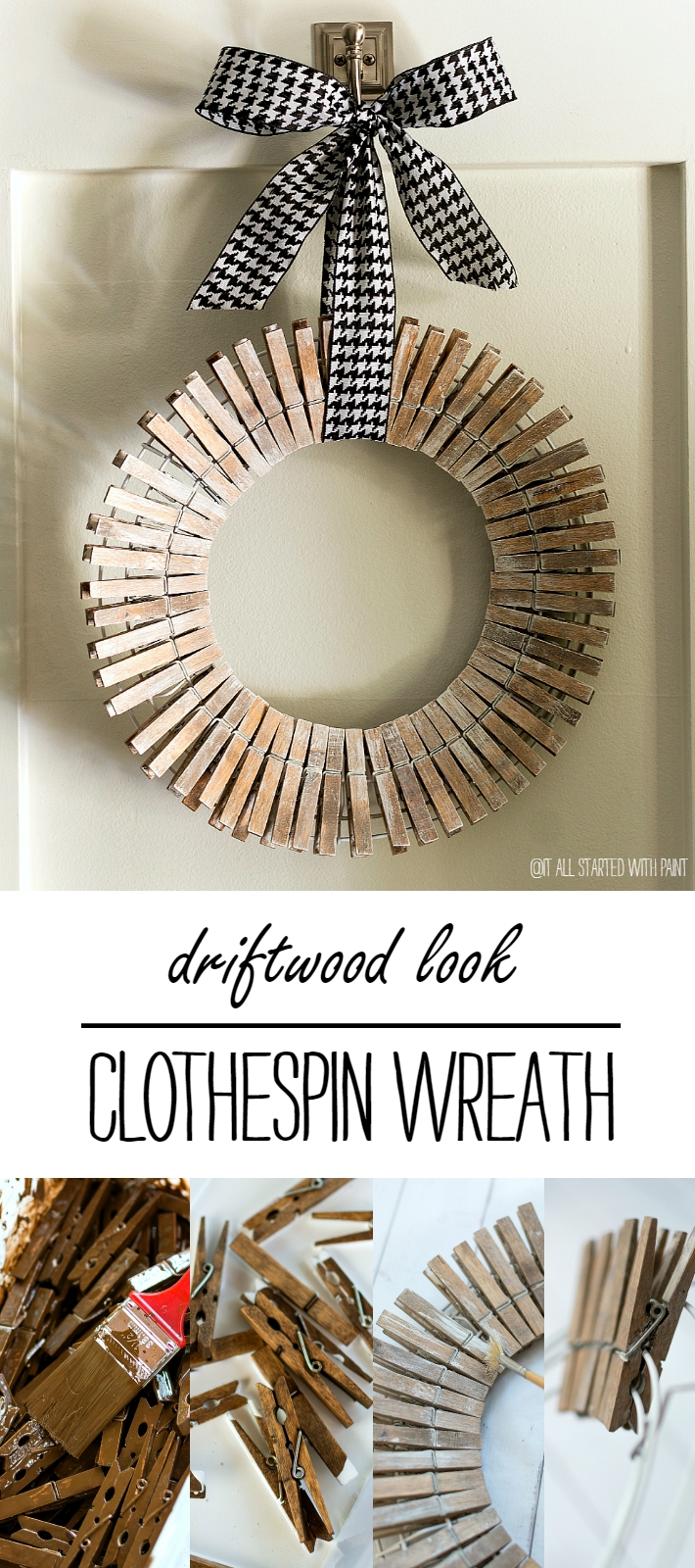 Clothespin Wreath: Painted with Driftwood Look