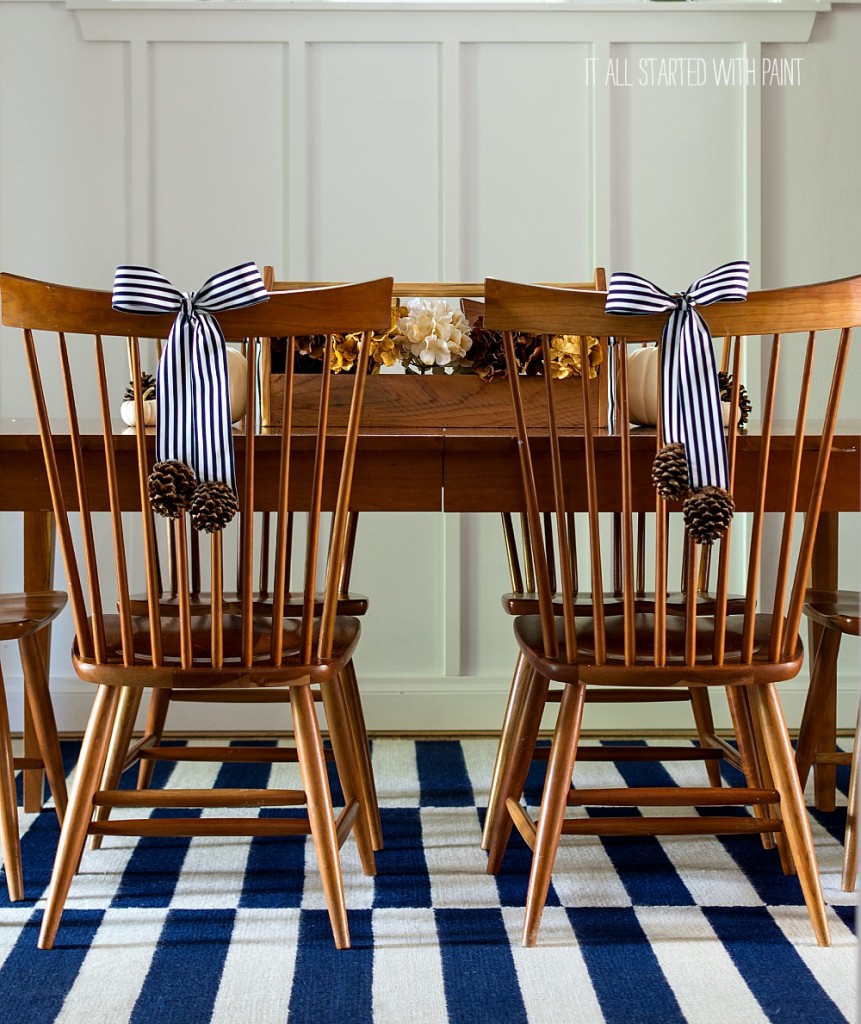 Navy & Brown Dining Room Decor for Fall