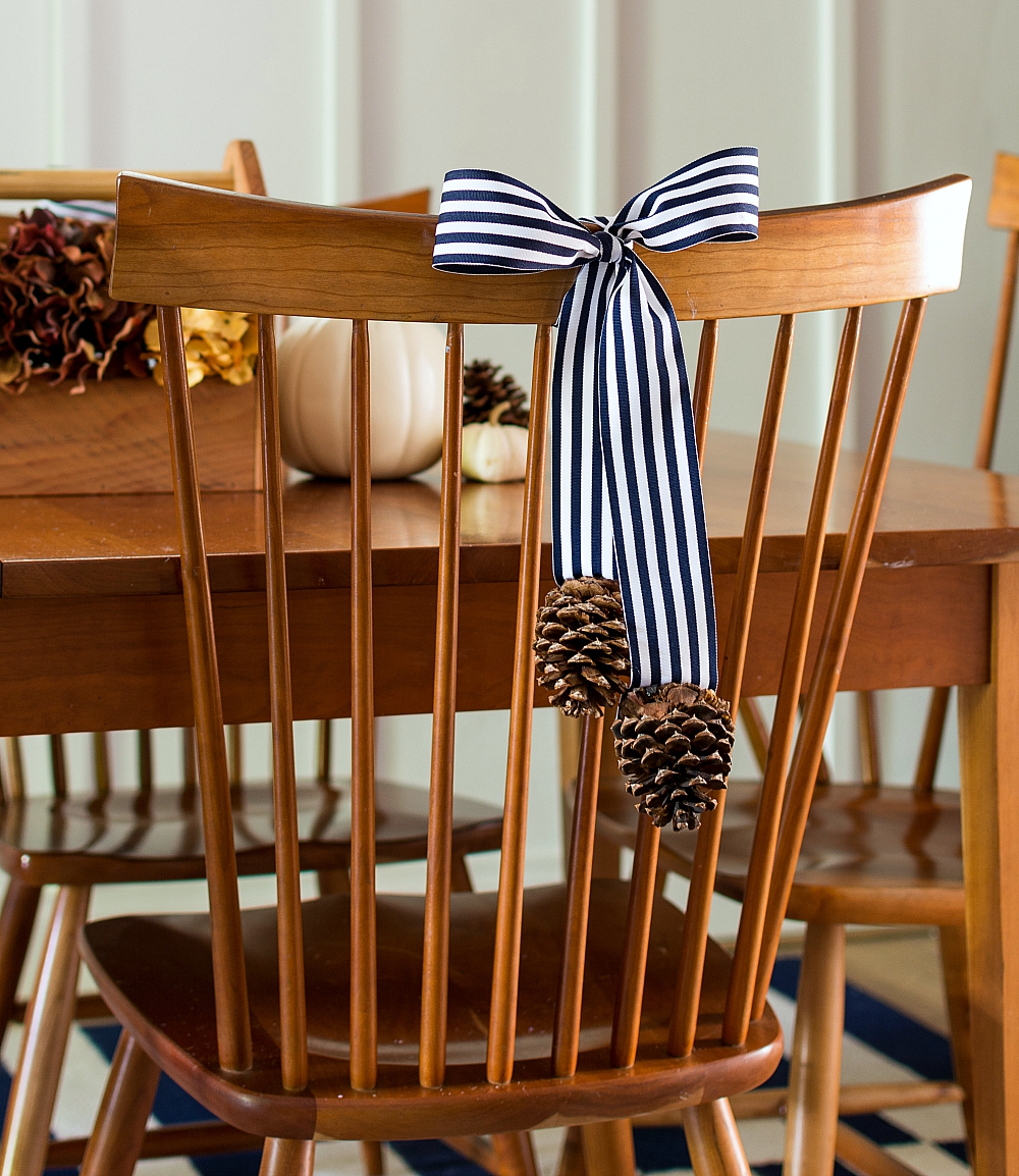 Decorating Dining Room Chairs: Bow and Acorn for Fall