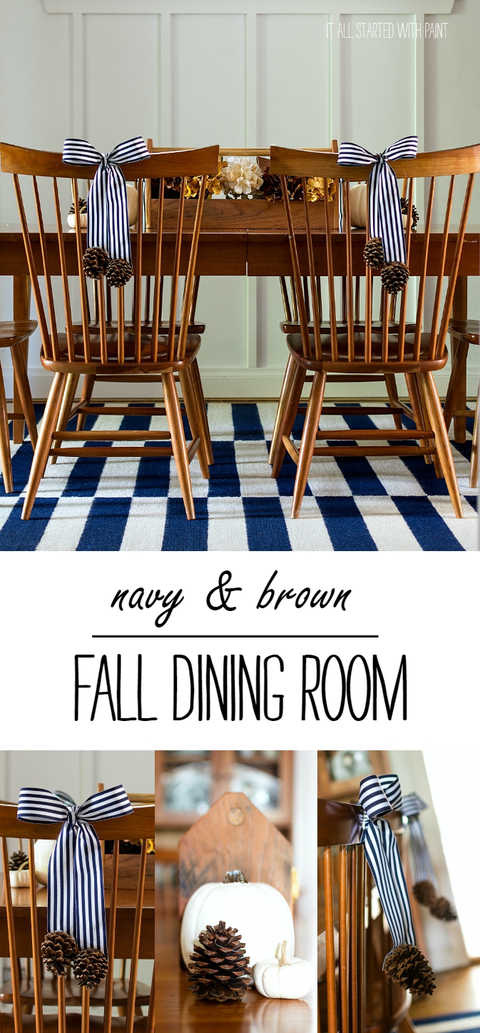 Navy & Brown Dining Room for Fall
