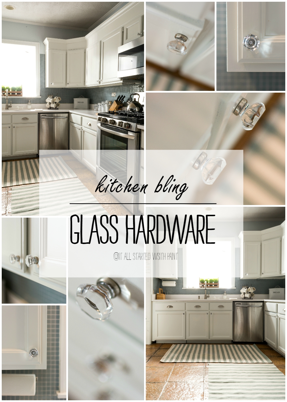 Glass Hardware In A White Kitchen