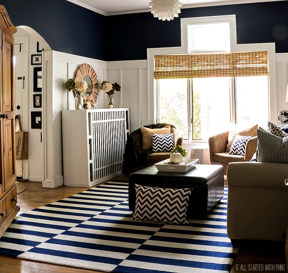 Fall Decorating with Navy and Brown