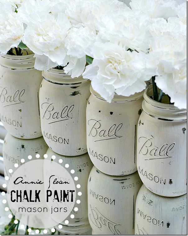 Mason Jar Painted and Distressed with Chalk Paint
