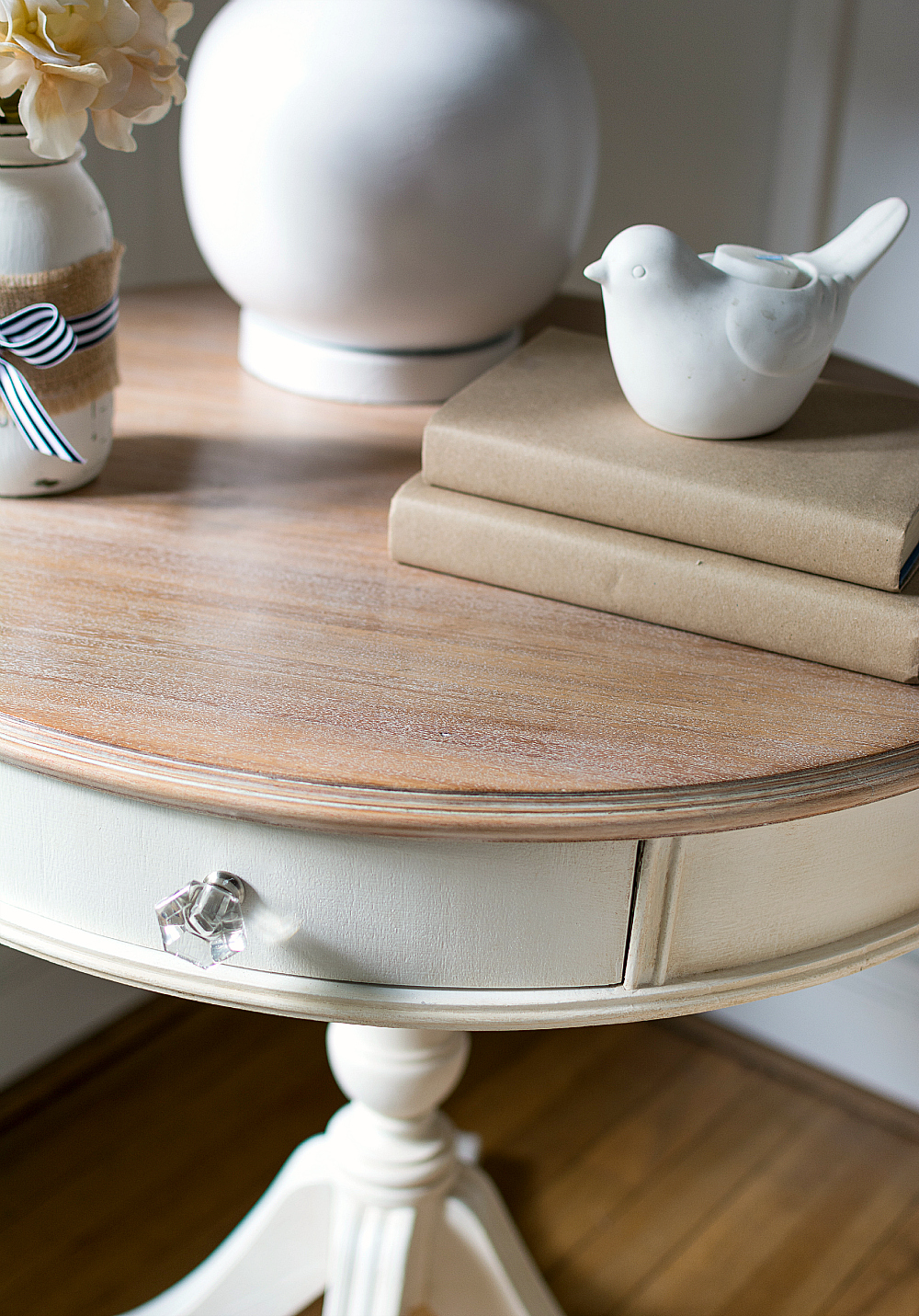 drum table painted white whitewashed top how to 17 of 29