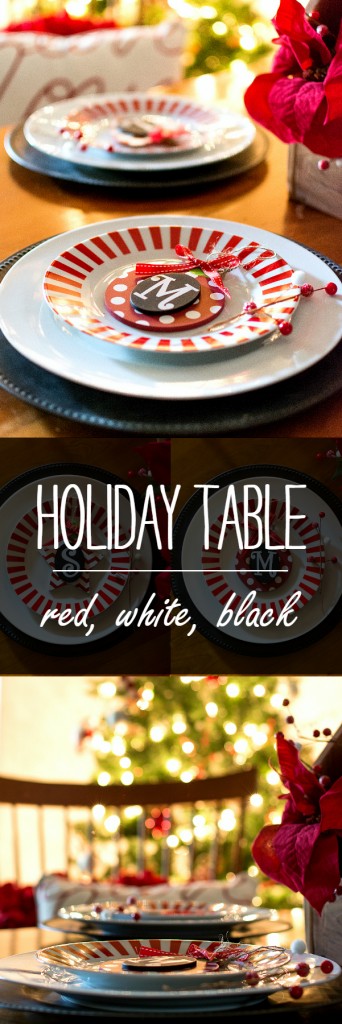 Christmas Table Setting Idea in Red, White, Black