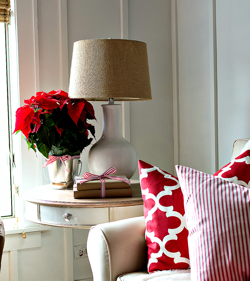 Easy Side table decorating idea for Christmas