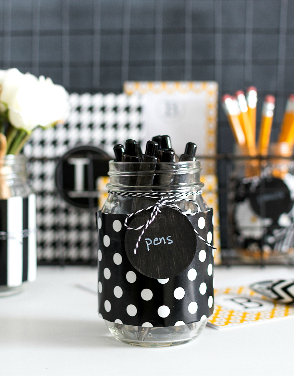 How To Organize Your Desk with Mason Jars