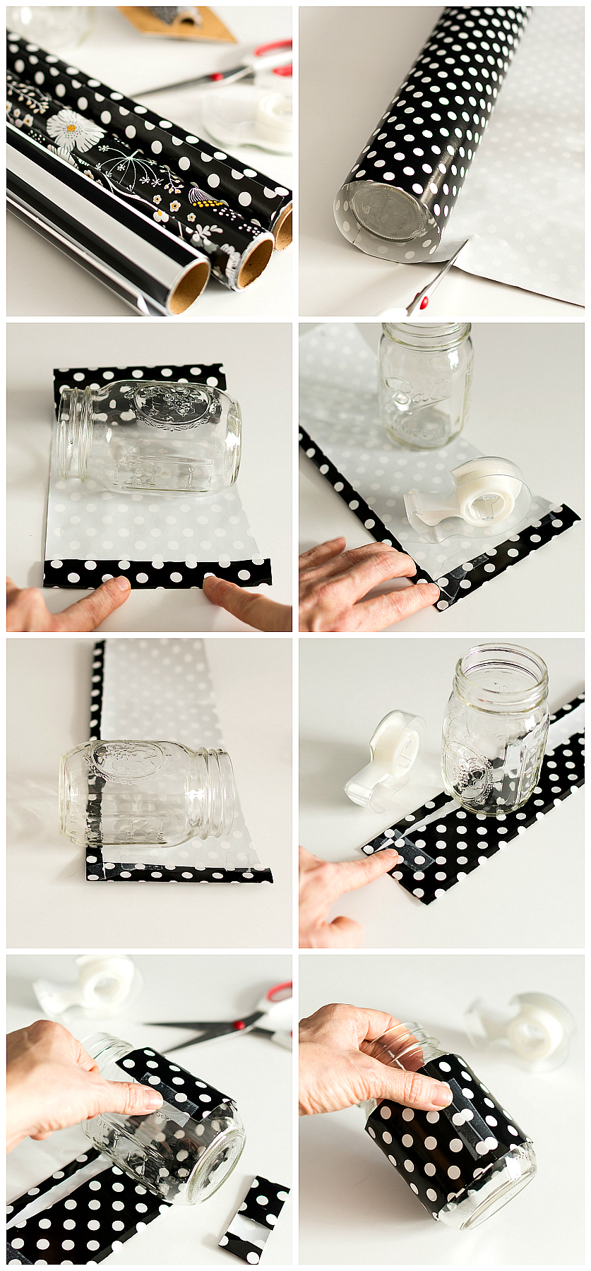 Paper Wrapped Mason Jar Desk Organizers