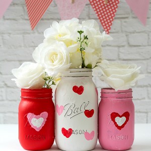 Mason Jar Craft Ideas for Valentine's Day - Thumbprint Heart Jar