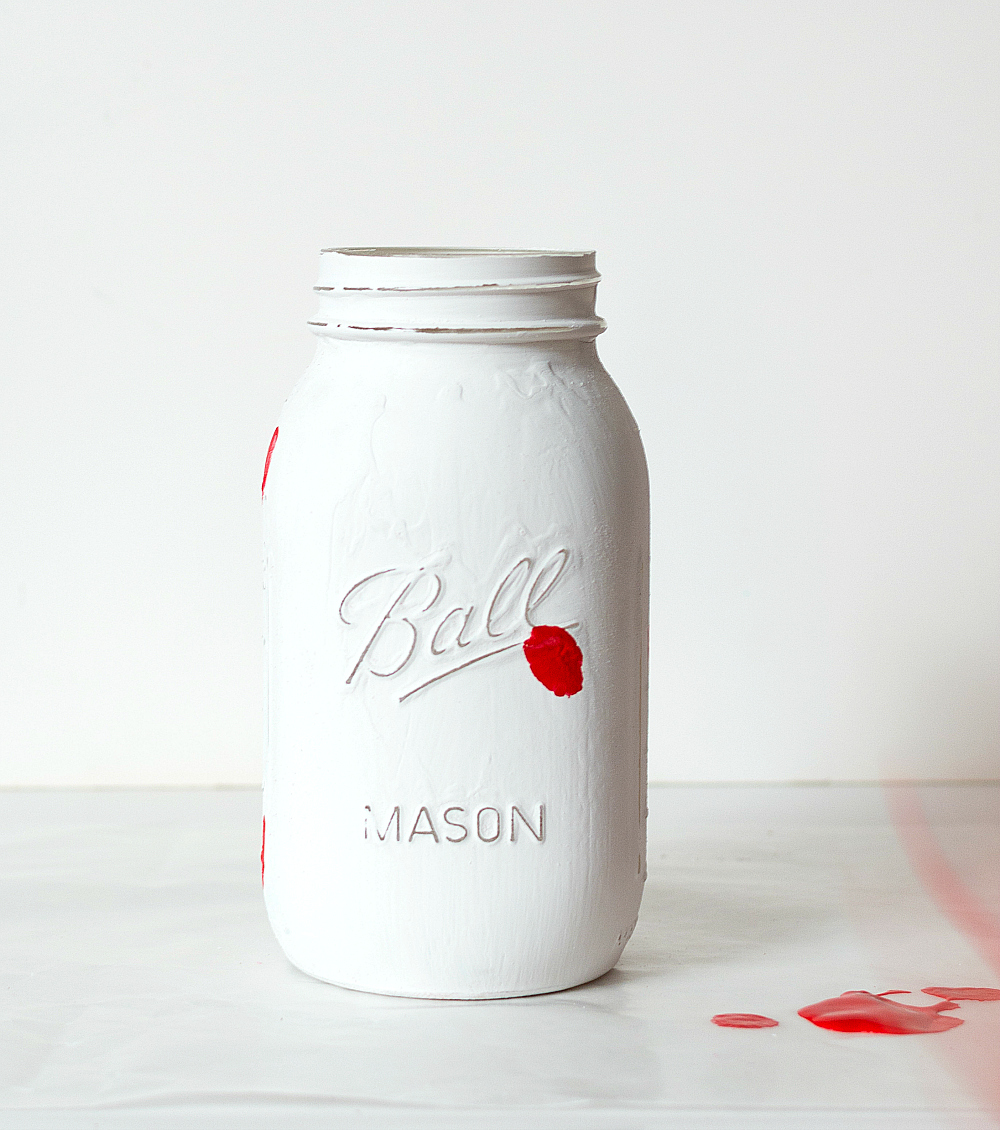 Painted Mason Jar for Valentines Day