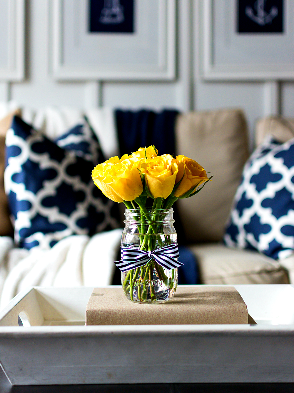 Navy and Yellow Spring Decor Ideas