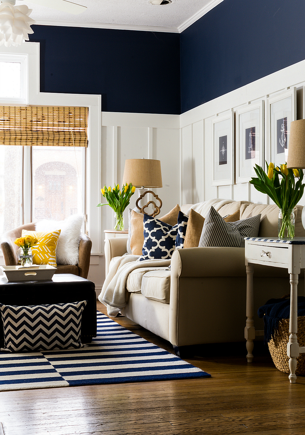 Spring Decorating Ideas in Navy and Yellow