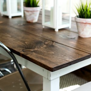 Farmhouse Table stained top and white bottom