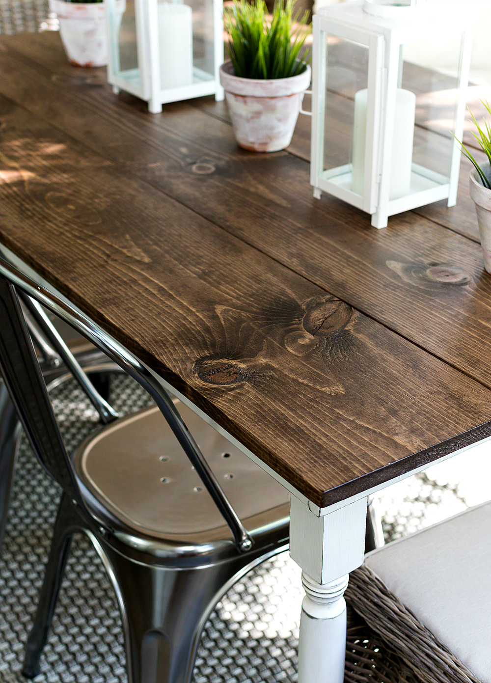 Farmhouse Table with White Painted Base