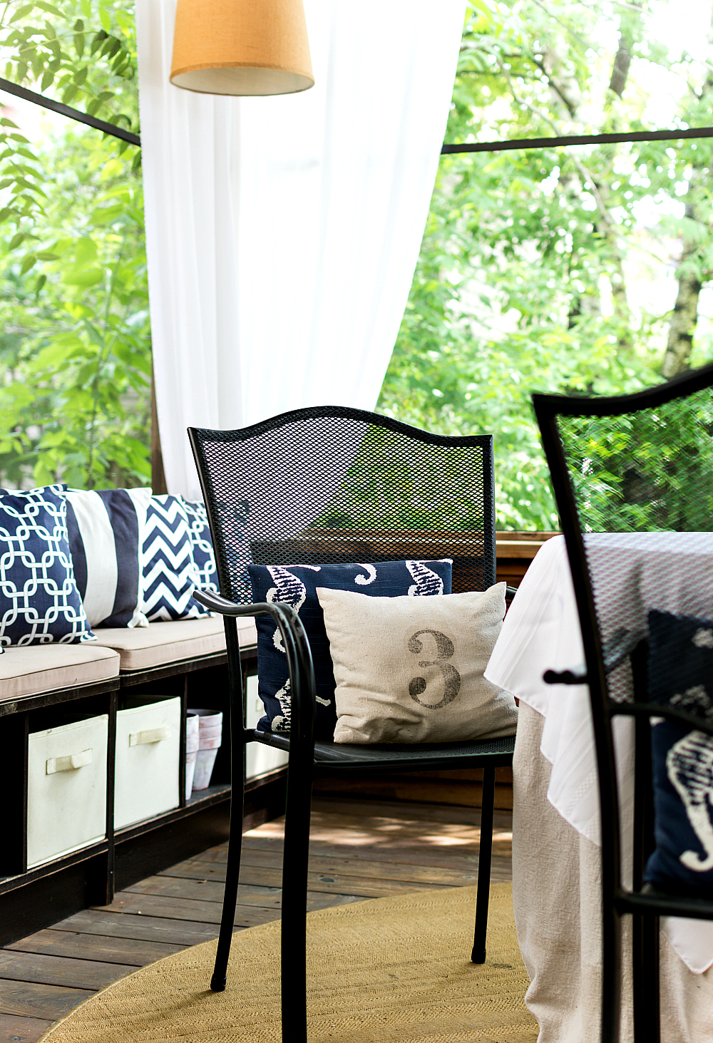 Navy and White Screen Porch