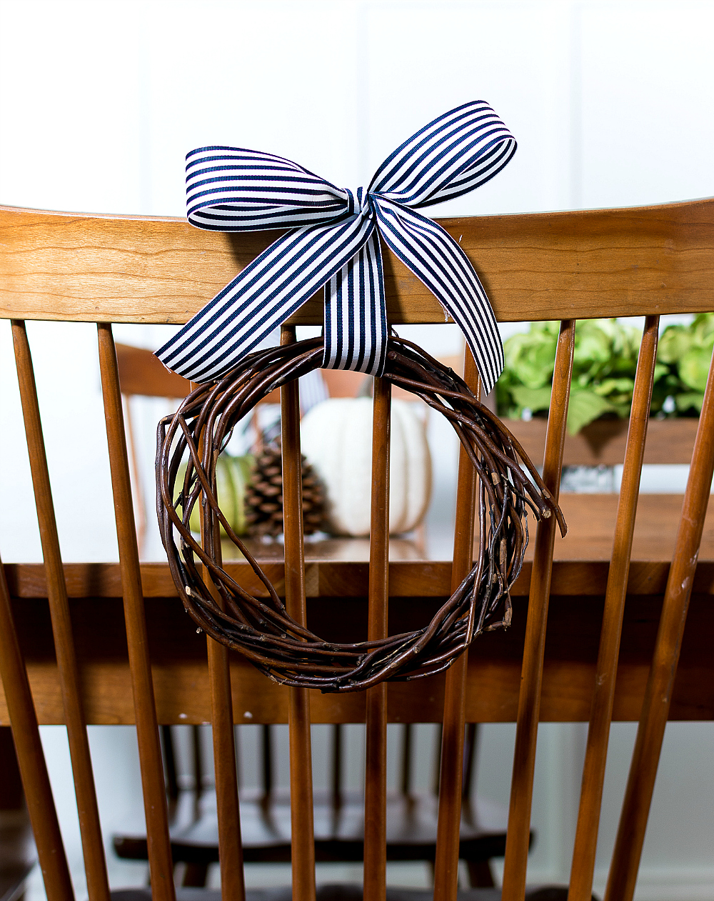 wreaths on chairs