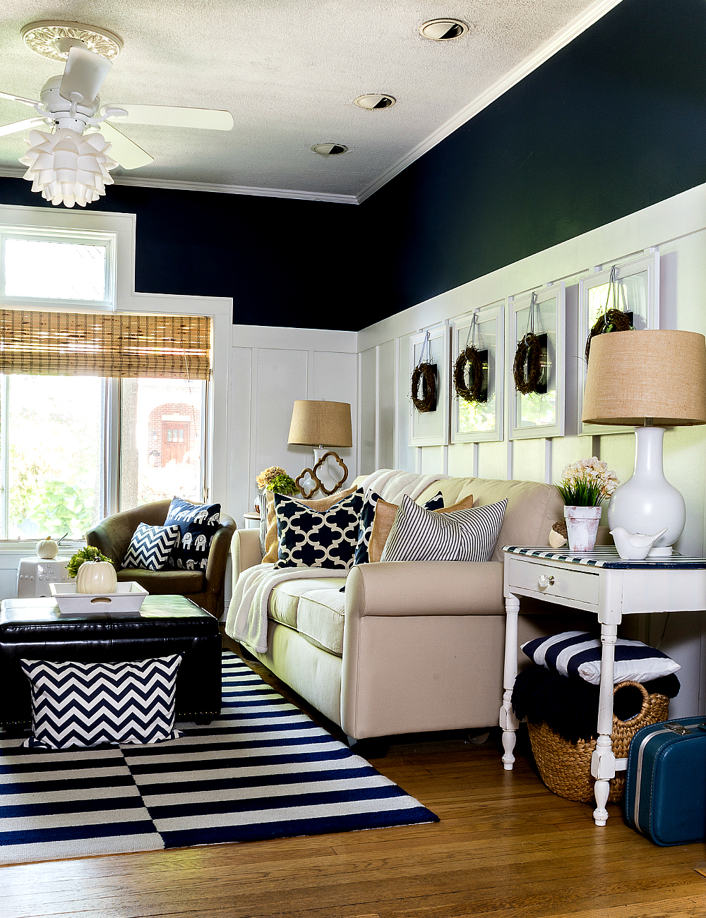 Navy White Living Room