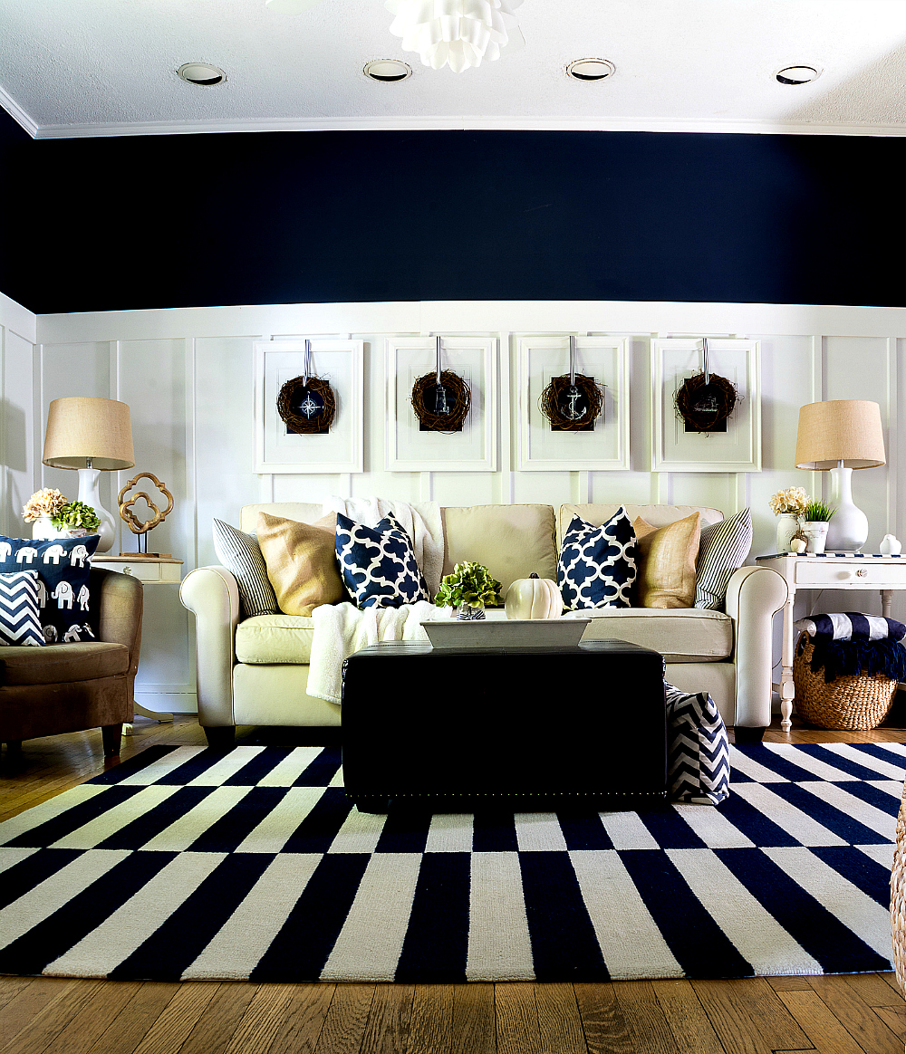 Navy White Living Room