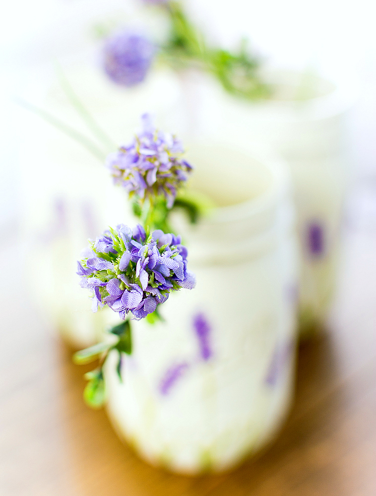 Lavender Flower Painted Mason Jars