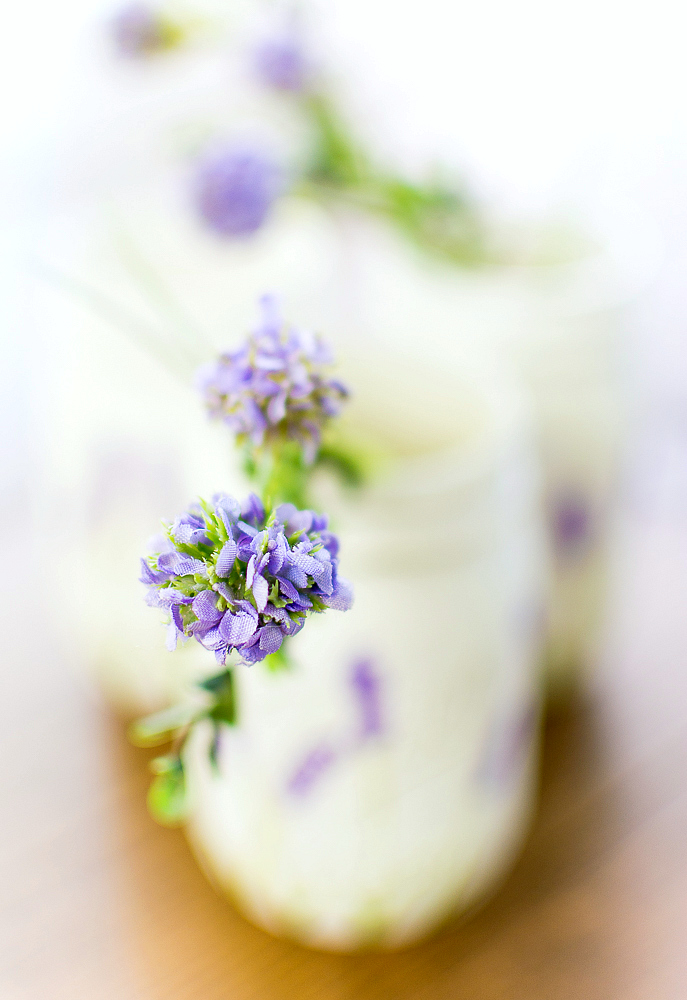 Lavender Flower Painted Mason Jars