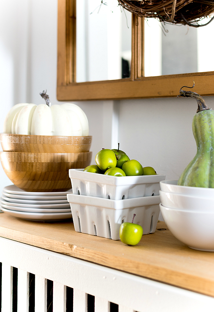 Mantel Decorating Apples Pumpkins for Fall