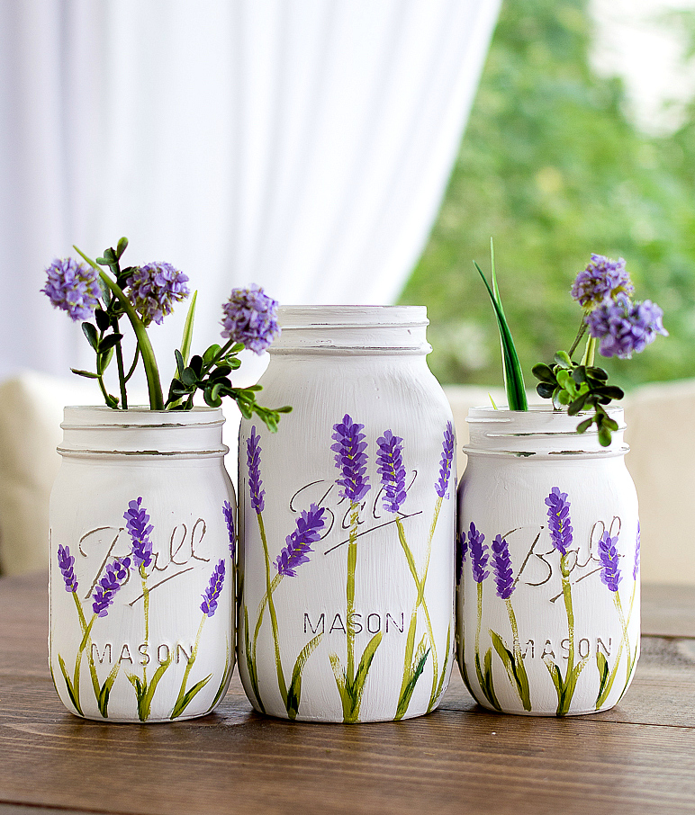 lavender-mason-jars-painted @It All Started With Paint