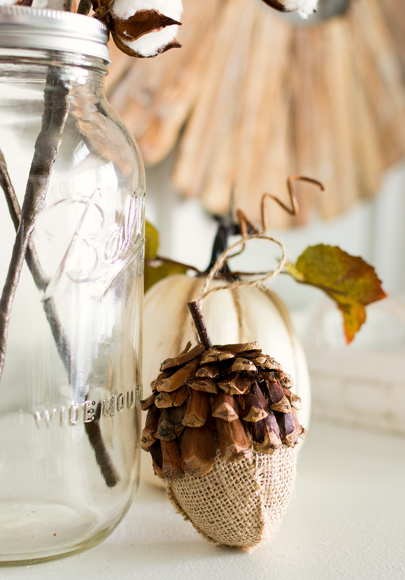 Fall Mantel Cotton Stems Decorating Ideas