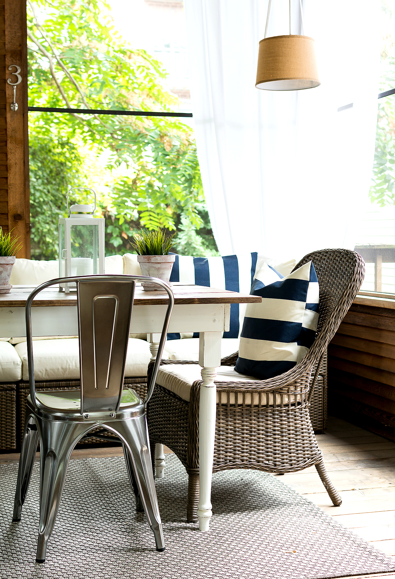 Wicker Chairs with Farmhouse Table