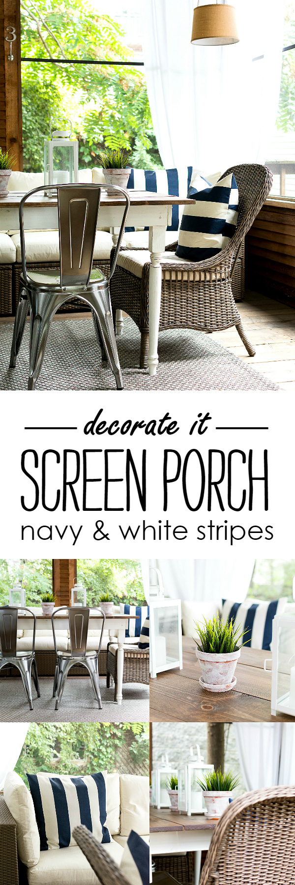 Navy White Screen Porch Decorating Ideas