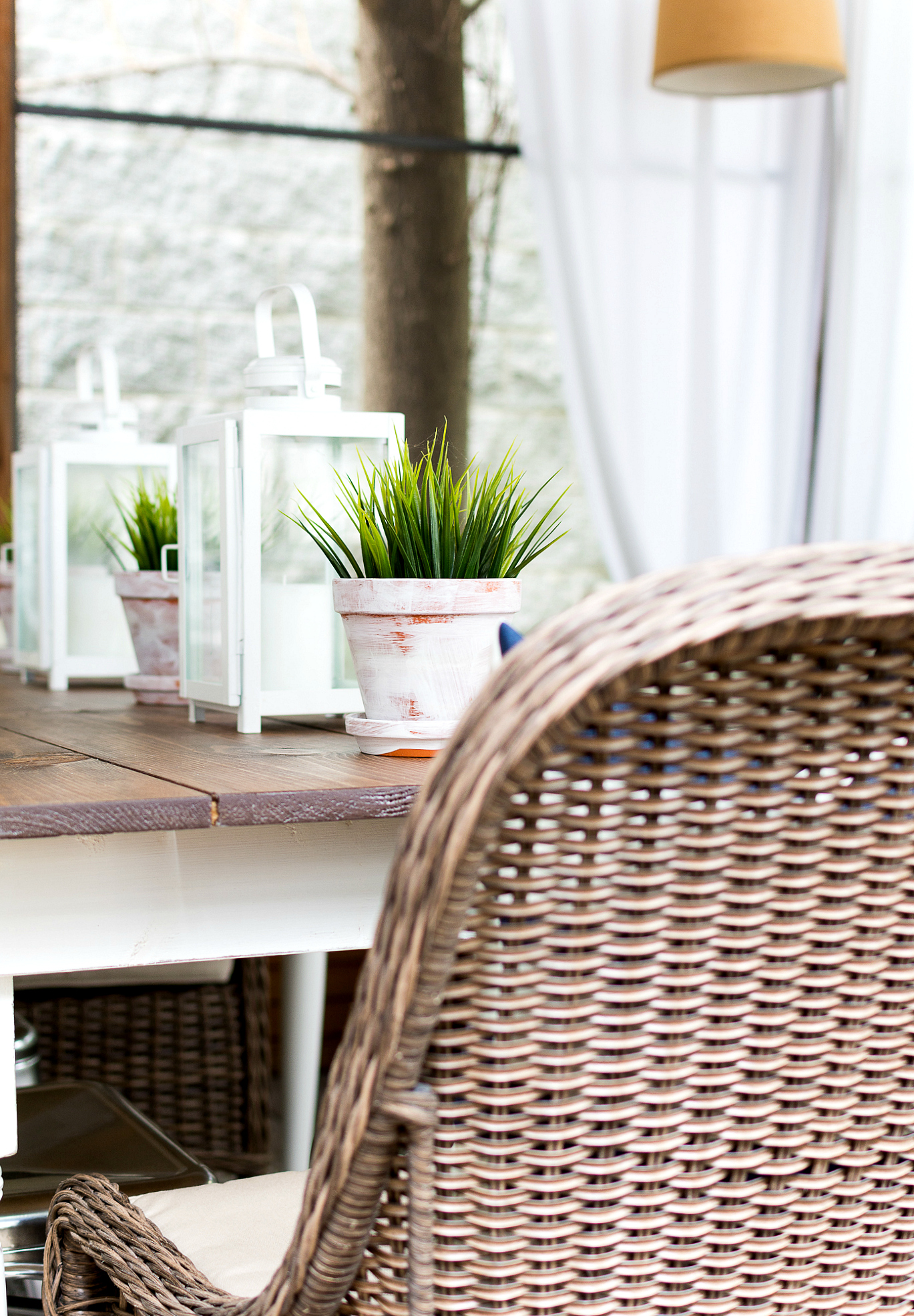 Farmhouse Table on Screen Porch