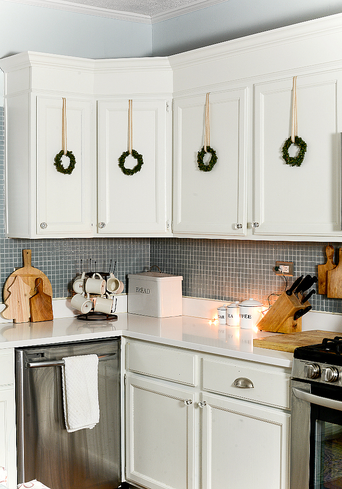 Wreaths on Kitchen Cabinets