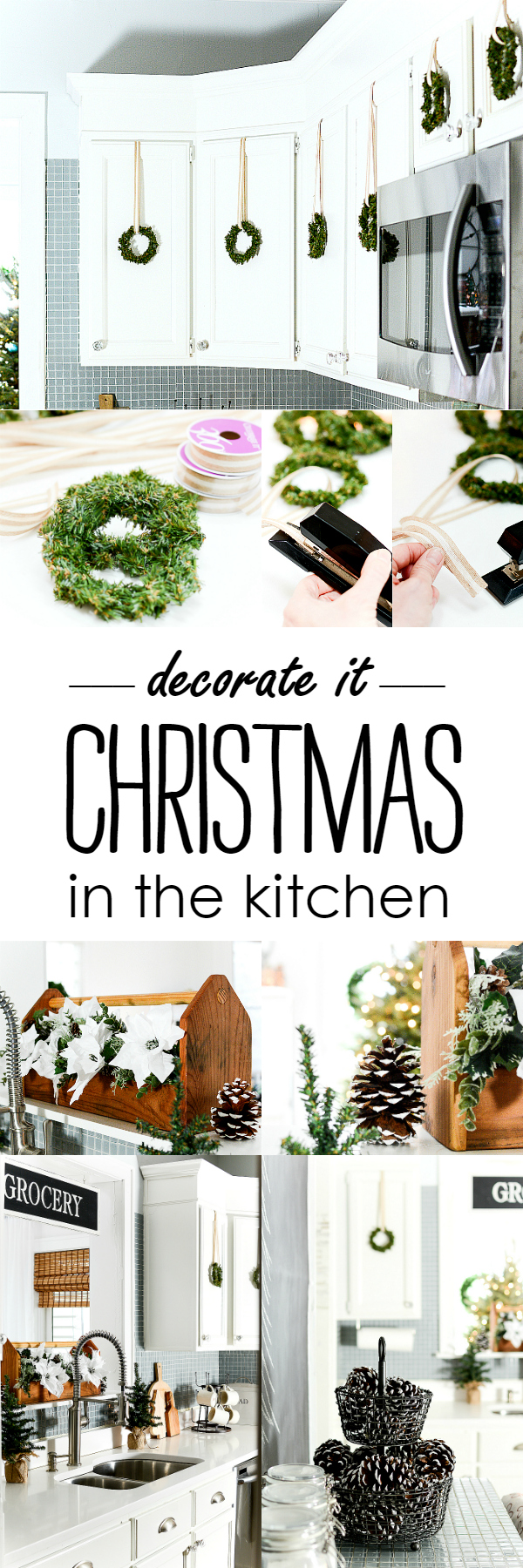 Christmas Kitchen Decorating Ideas with Mini Wreaths @It All Started With Paint www.itallstartedwithpaint.com