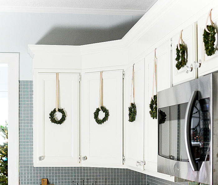 Mini Wreaths in Kitchen