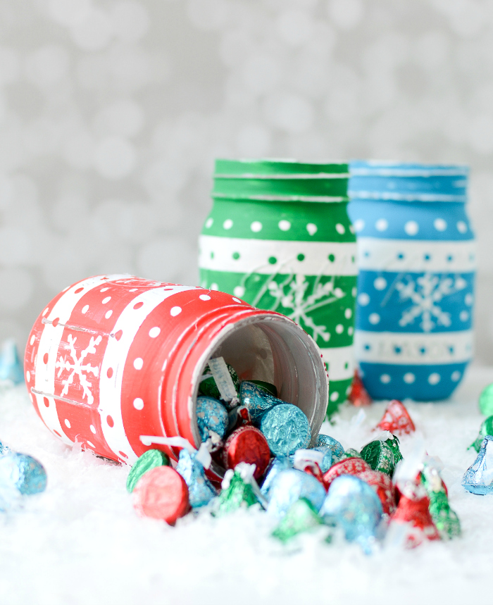 Christmas Sweater Mason Jars - Painted Mason Jars