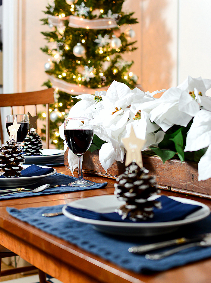 Navy and White Table Setting Idea for Holidays