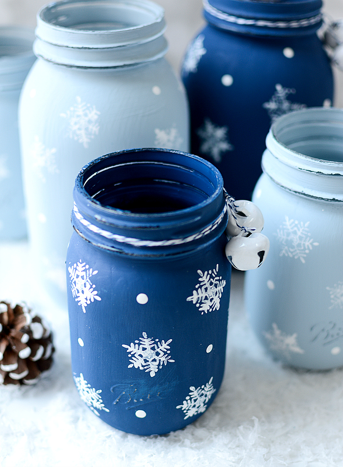 Snowflake Mason Jars @It All Started With Paint