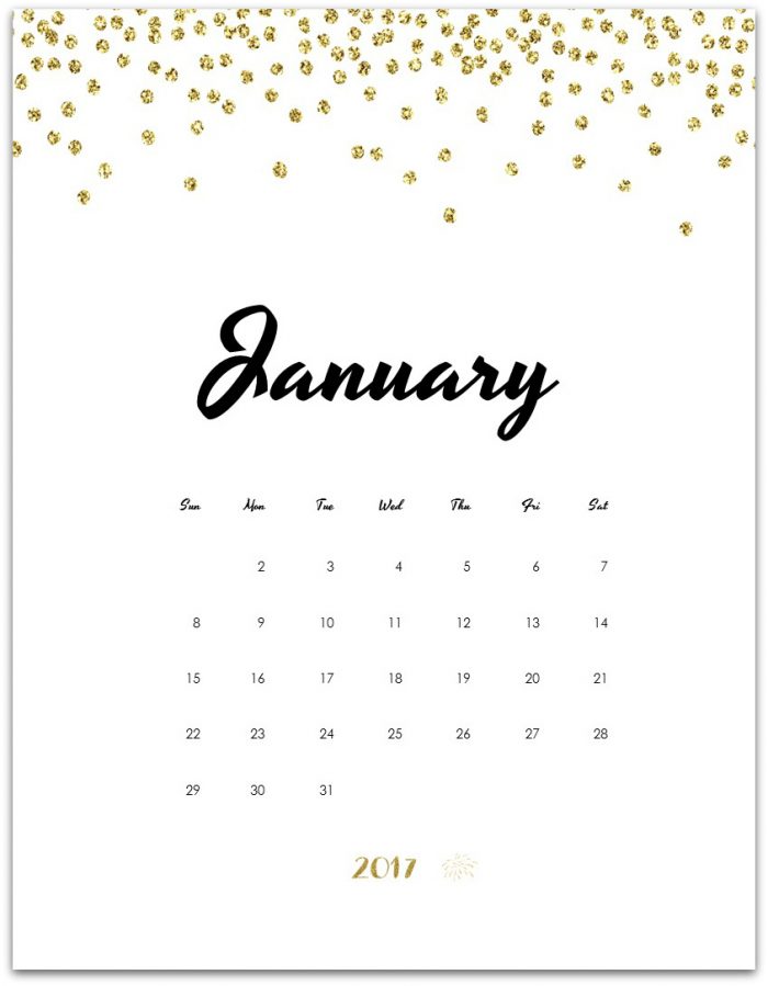 Free Calendar Page - January 2017