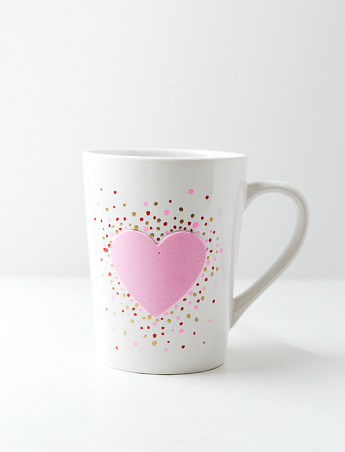 DIY Confetti Painted Heart Mugs - Today's Creative Life